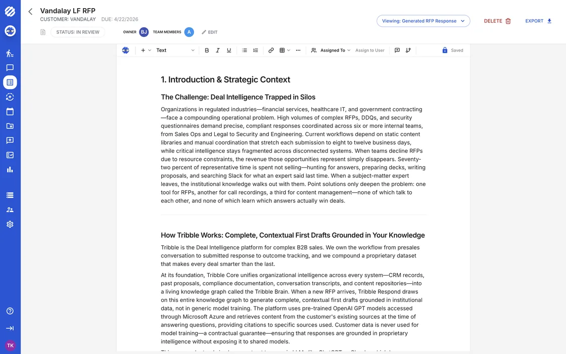 The Respond editor: a drafted response, ready for review